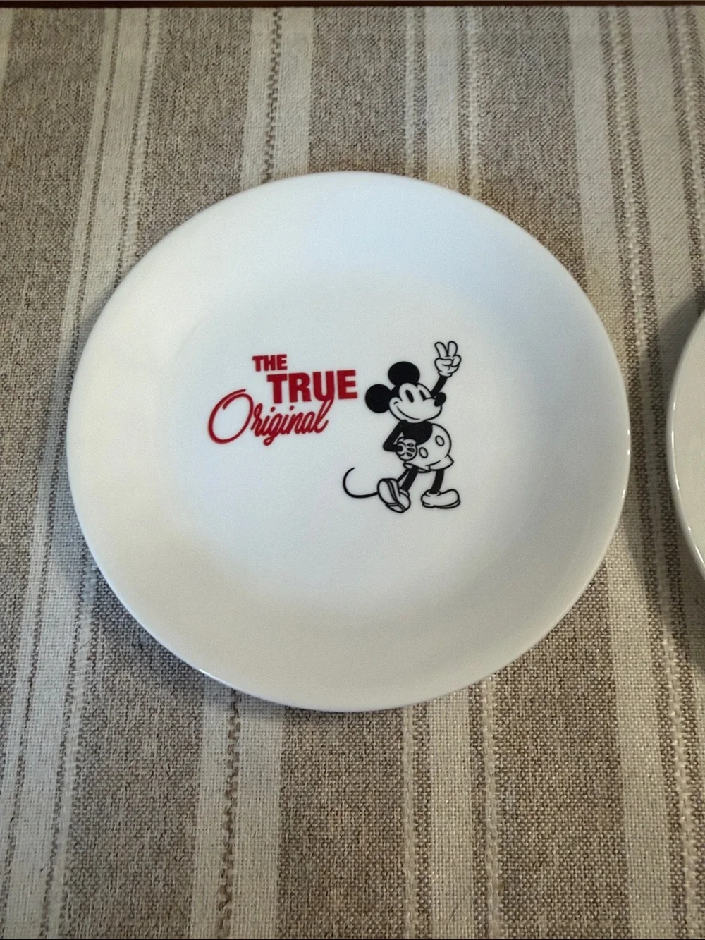 Disney Mickey Mouse White Ceramic Dessert Plates - Set of 2